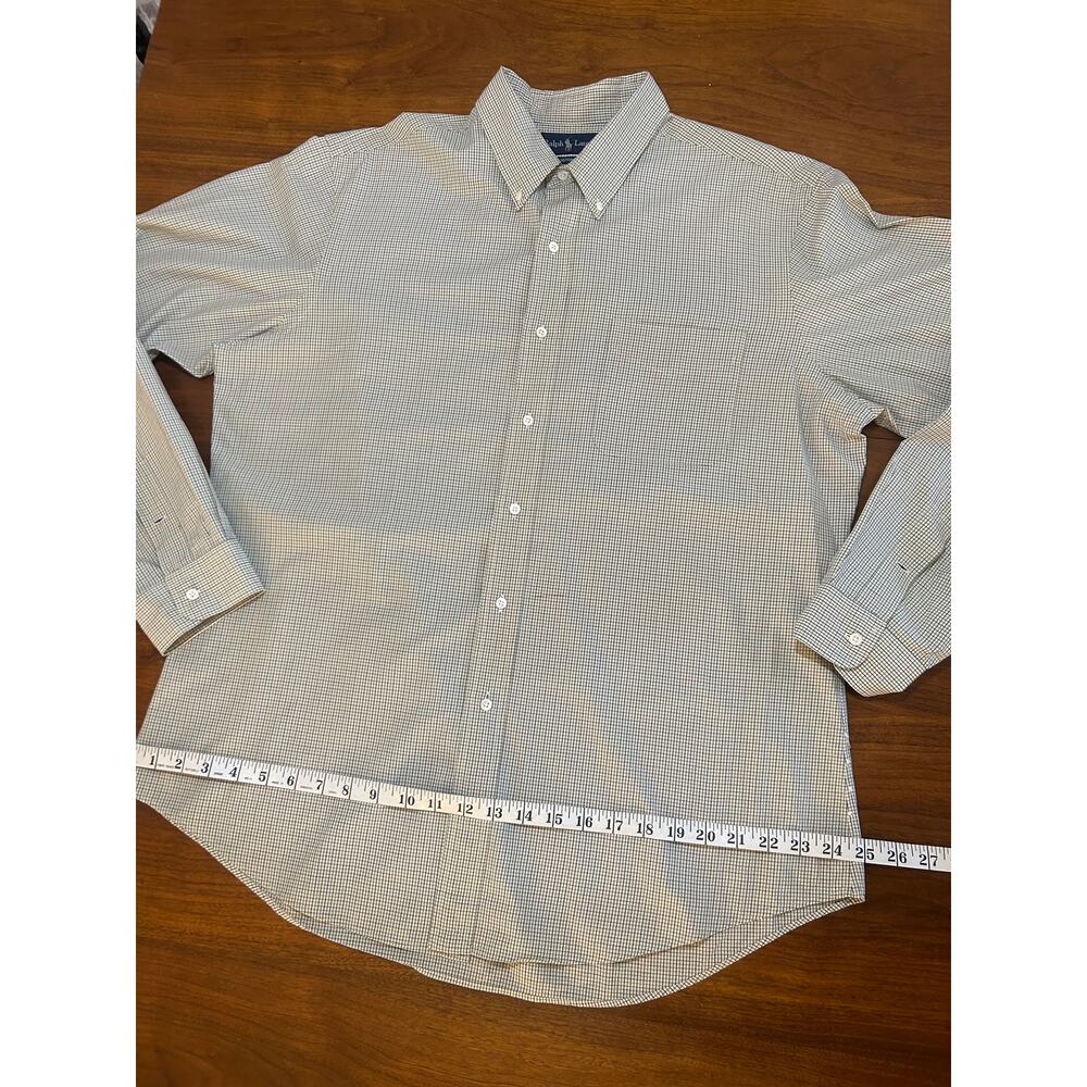 Green Checked Ralph Lauren Custom Fit Long-Sleeve Button-Down Shirt - (Mens XL) - Picture 8 of 11